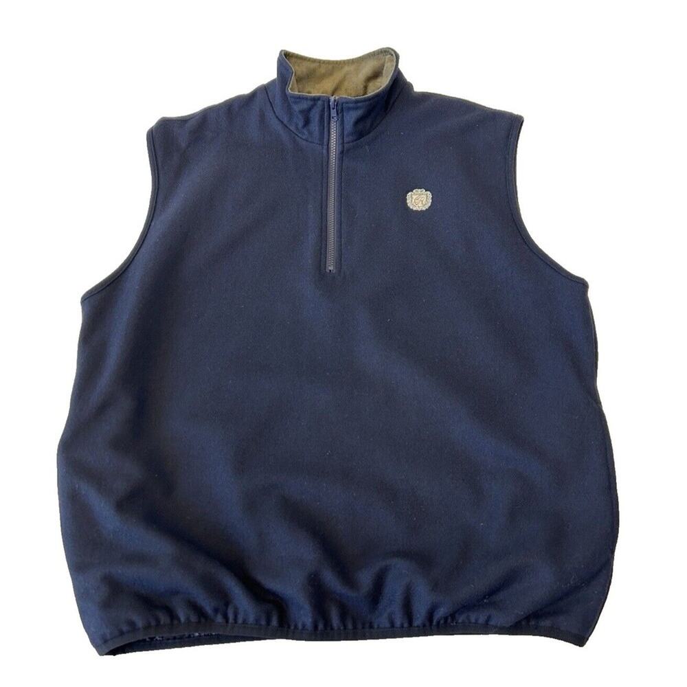 Bob Timberlake Signature Collection Men's Vest Large Wool Blend 1/4 Zip Blue